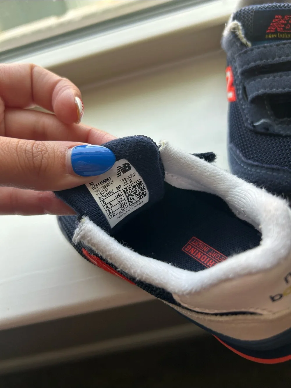 New Balance Navy and Red Kids Velcro Sneakers